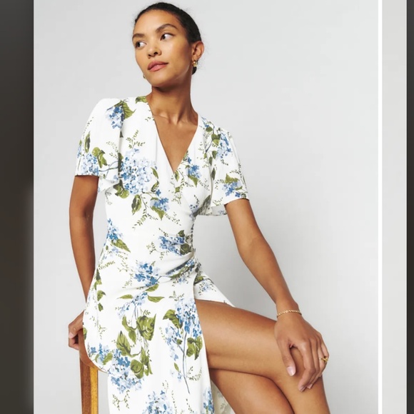 Reformation Breanna Dress Riviera - Size 2 - Picture 2 of 4